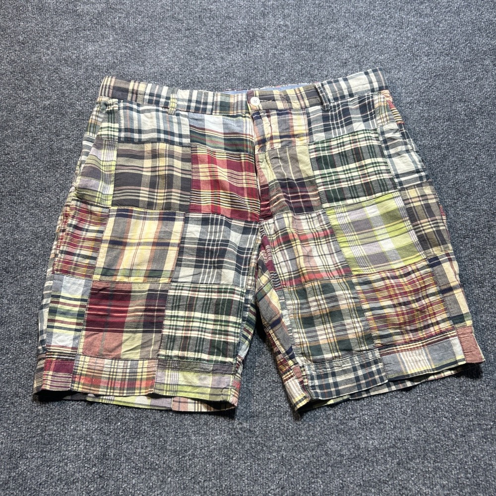 Polo Ralph Lauren Men's 36 Flat Front Authentic Patchwork Plaid Cotton Shorts
